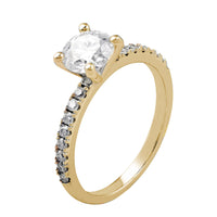 Solitär 2 Labordiamant Ring 14k Gold