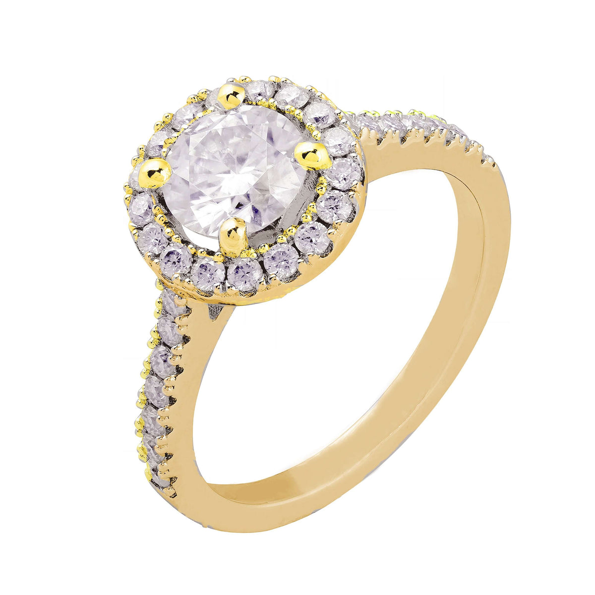 Solitär Halo Labordiamant Ring 14k Gold