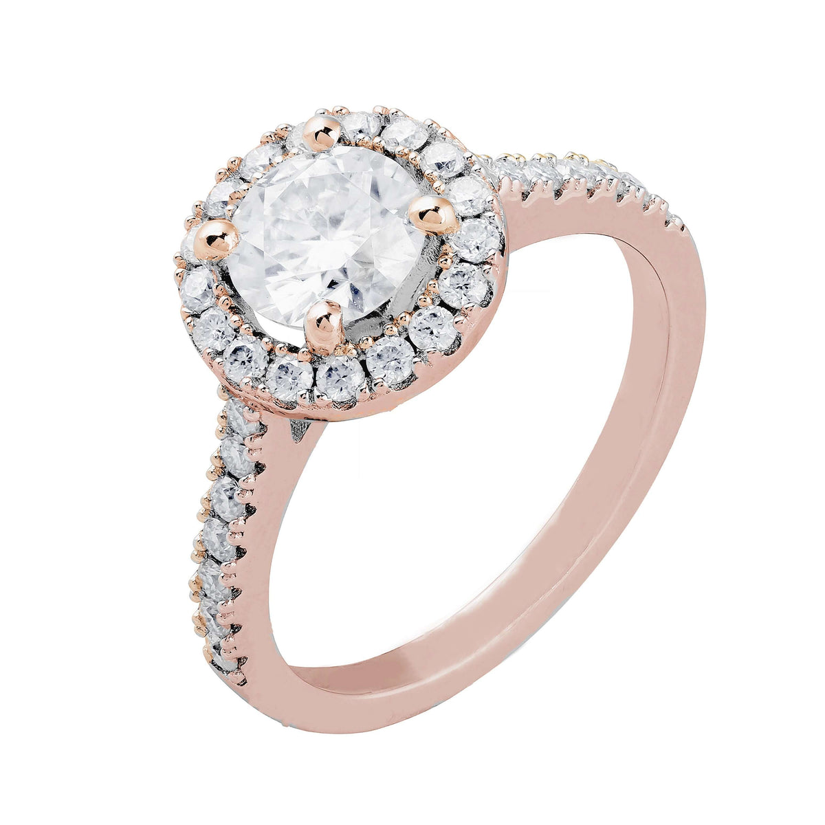 Solitär Halo Labordiamant Ring 14k Gold