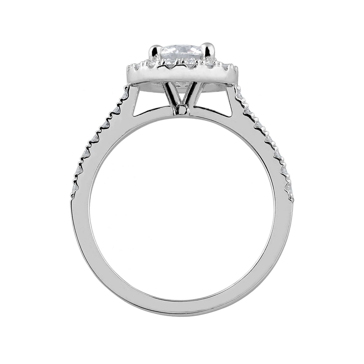 Solitär Halo Labordiamant Ring 14k Gold