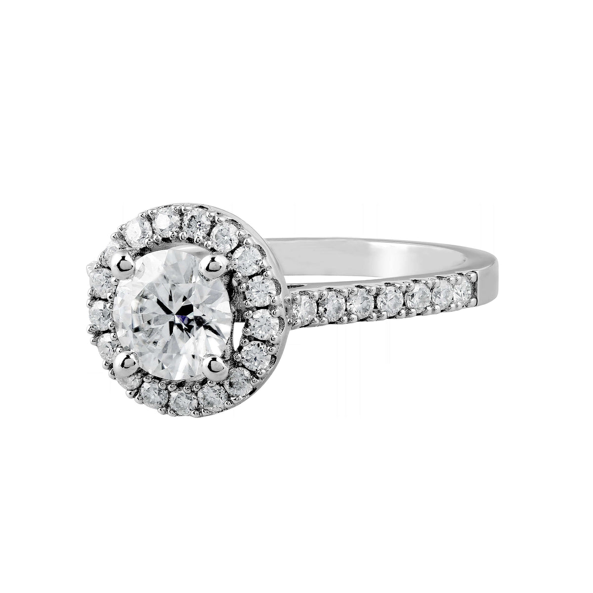 Solitär Halo Labordiamant Ring 14k Gold