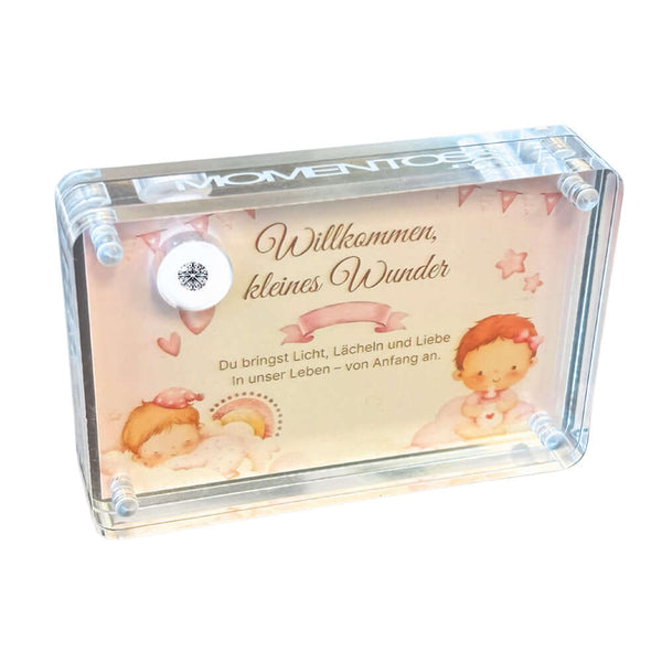 Fotorahmen mit Babybild und Text