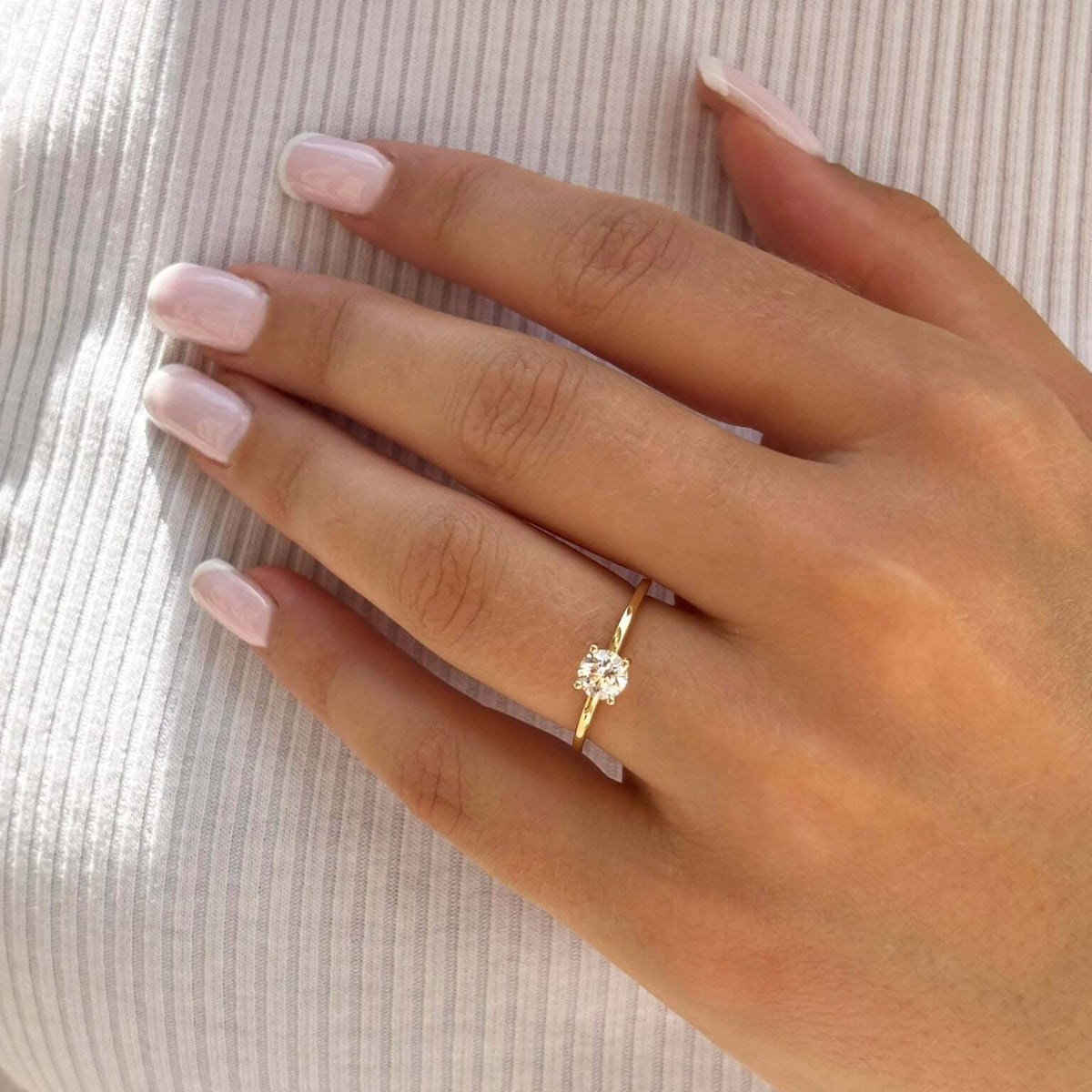 Solitär Naturdiamant Ring 14k Gold