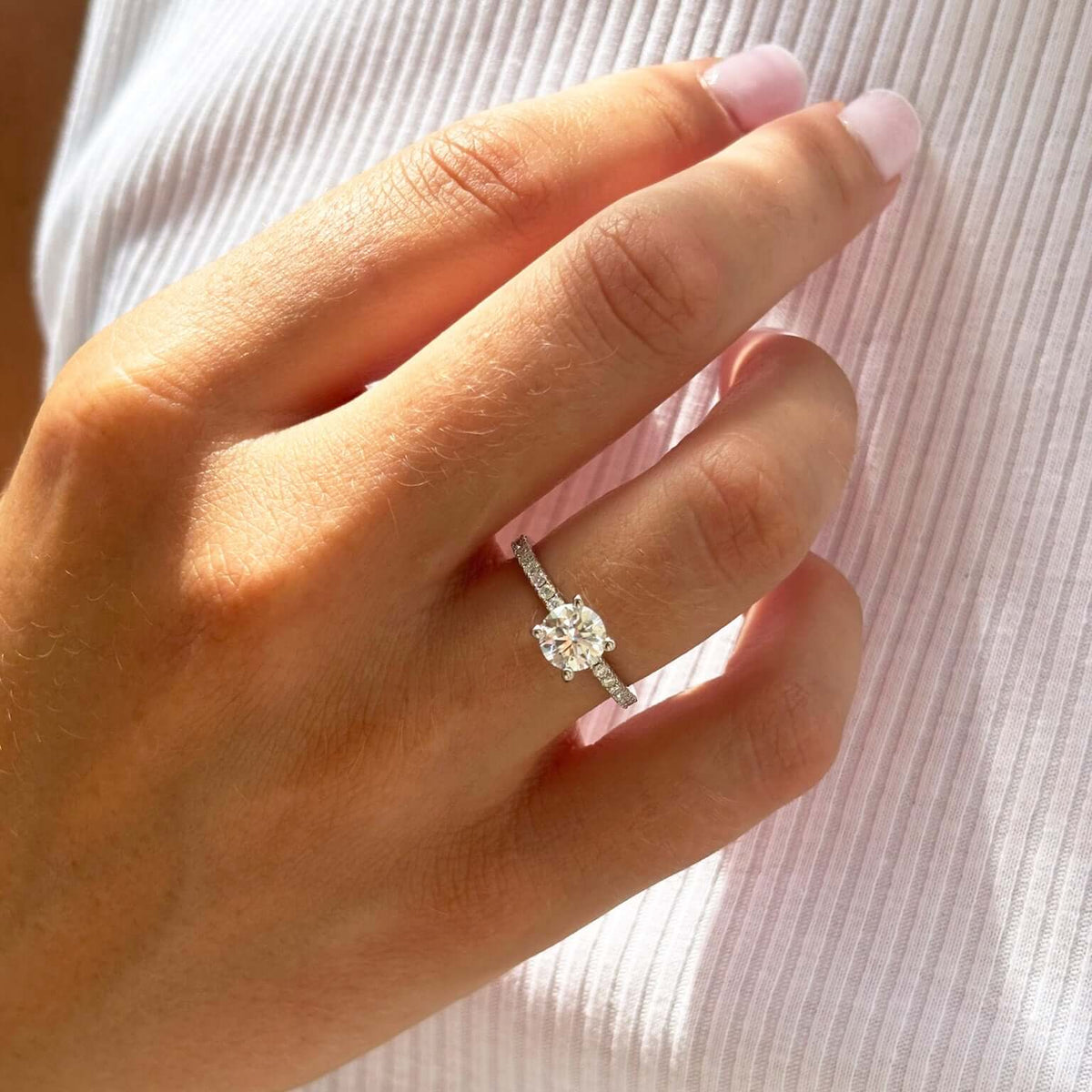 Solitär 2 Labordiamant Ring 14k Gold