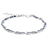Armband Unico 925 Sterling Silber rhodiniert, Textil dunkelblau und babyrosa
