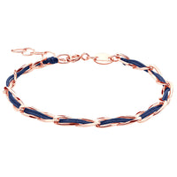Armband Unico 925 Sterling Silber rosé vergoldet, Textil dunkelblau