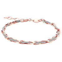 Armband Unico 925 Sterling Silber rosé vergoldet, Textil hellgrau