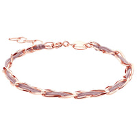 Armband Unico 925 Sterling Silber rosé vergoldet, Textil rosa-braun