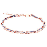 Armband Unico 925 Silber rosé vergoldet, Textilband grau-lila und babyrosa