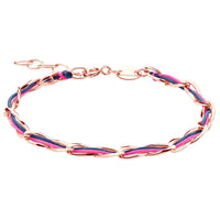 Armband Unico 925 Silber rosé vergoldet mit Textilband pink und dunkelblau