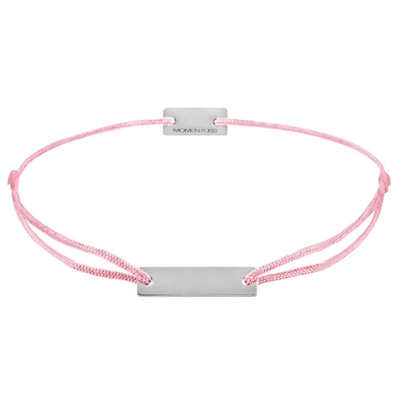 Armband 925 Silber rechteckige Gravurplatte personalisierbar dunkelrosa Momentoss Wien