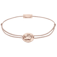 Schutzengel-Armband 925 Sterling Silber rosé vergoldet, Textilband braun-beige