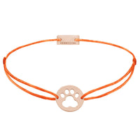 Armband Silber rosé vergoldet Pfote, Textil orange