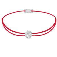 Zirkonia-Armband 925 Sterling Silber rhodiniert, Textilband rot