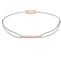 Armband Line Zirkonia 925 Silber rosé vergoldet mit Textilband hellgrau
