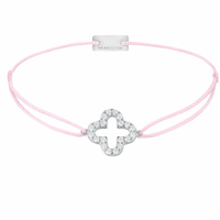 Kleeblatt Stoffarmband 925 Silber rhodiniert hellrosa Glück Momentoss Wien
