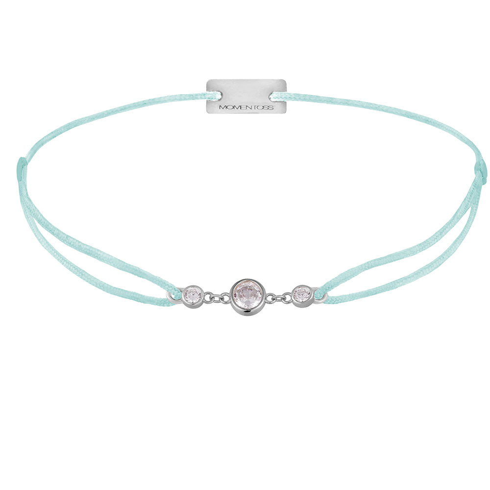 Bracelet Silver rhodium plated Glamour, Textile turquoise