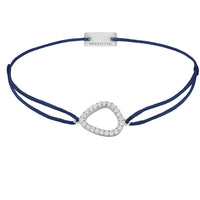 Fashion-Armband mit Zirkonia, 925 Sterling Silber rhodiniert, Textilband dunkelblau