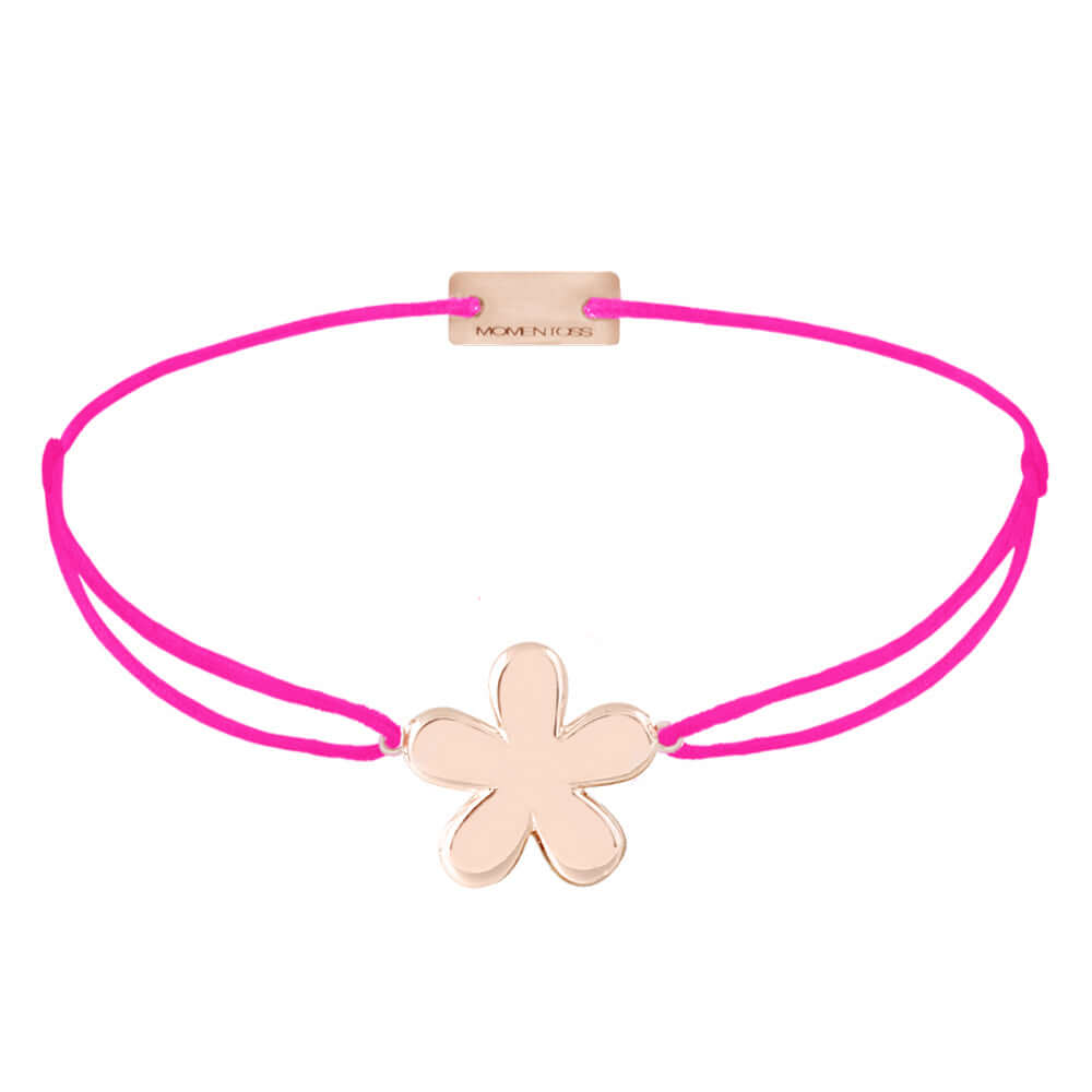 Armband Blume 925 Silber rosé vergoldet mit Textilband pink