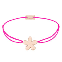 Armband Blume 925 Silber rosé vergoldet mit Textilband pink