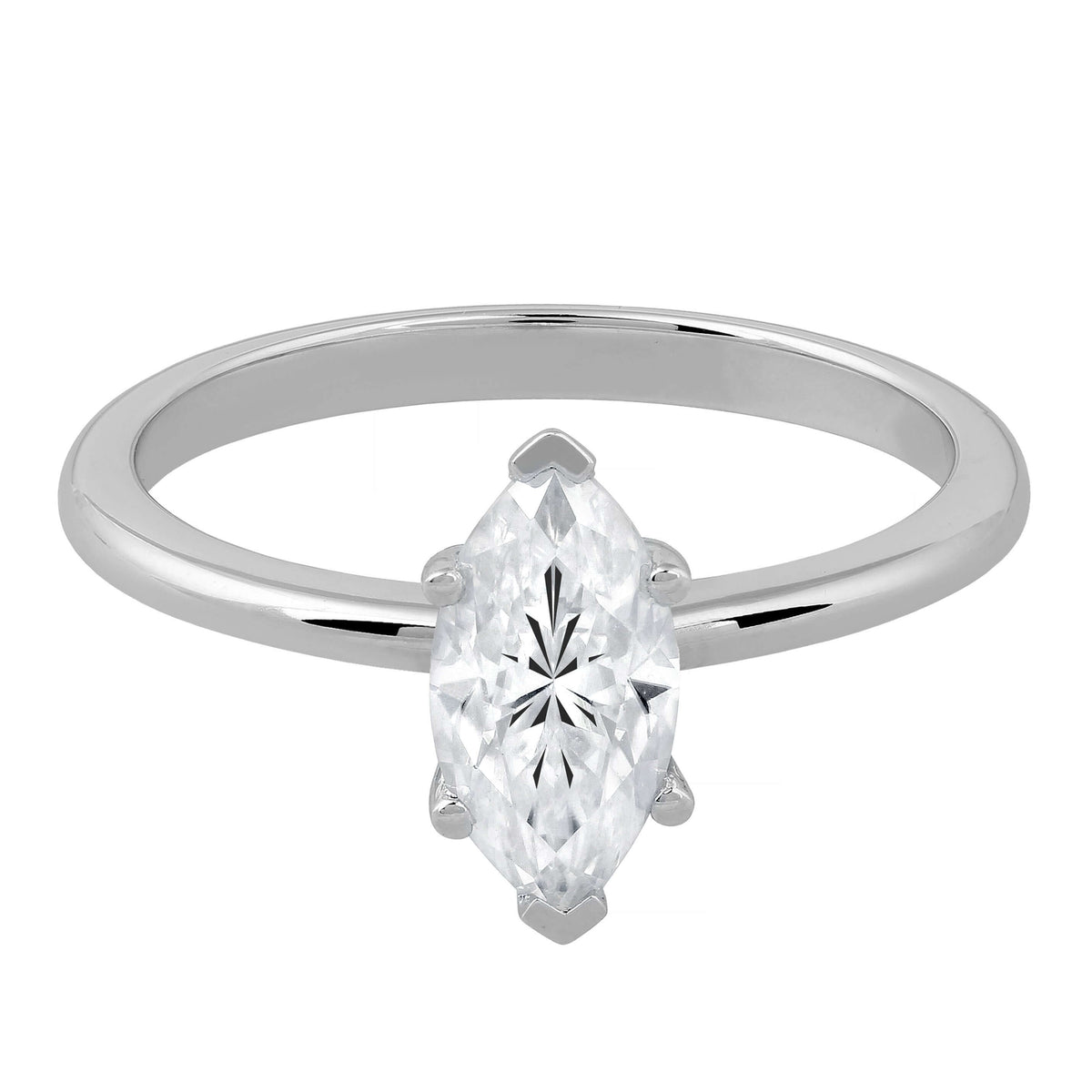 Lab Diamond Ring 14k Gold Marquise Schliff