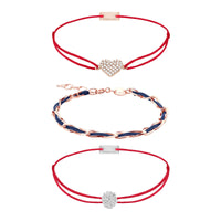 Armband Set Rot-Dunkelblau, alle drei Armbänder im Überblick: Herz pavé, Unico und Zirkonia aus 925 Sterling Silber