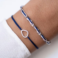 Armband Set Dunkelblau am Handgelenk: Fashion-Armband mit Zirkonia und Unico dunkelblau-rosa aus 925 Sterling Silber rhodiniert