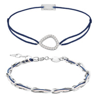 Armband Set Dunkelblau, beide Armbänder im Überblick: Fashion Zirkonia und Unico aus 925 Sterling Silber rhodiniert