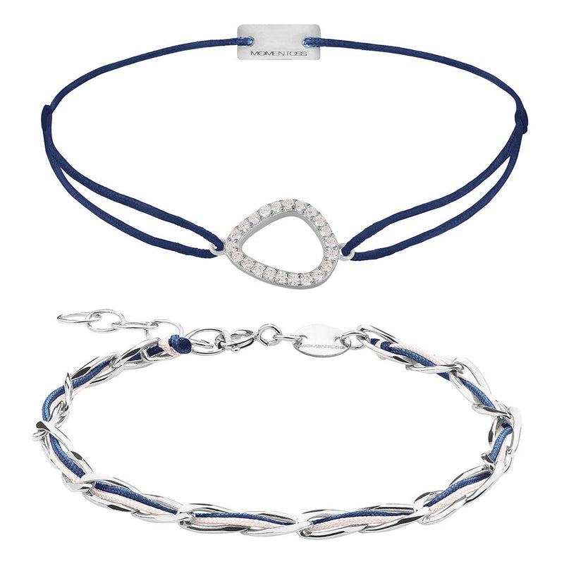 Armband Set Dunkelblau, beide Armbänder im Überblick: Fashion Zirkonia und Unico aus 925 Sterling Silber rhodiniert