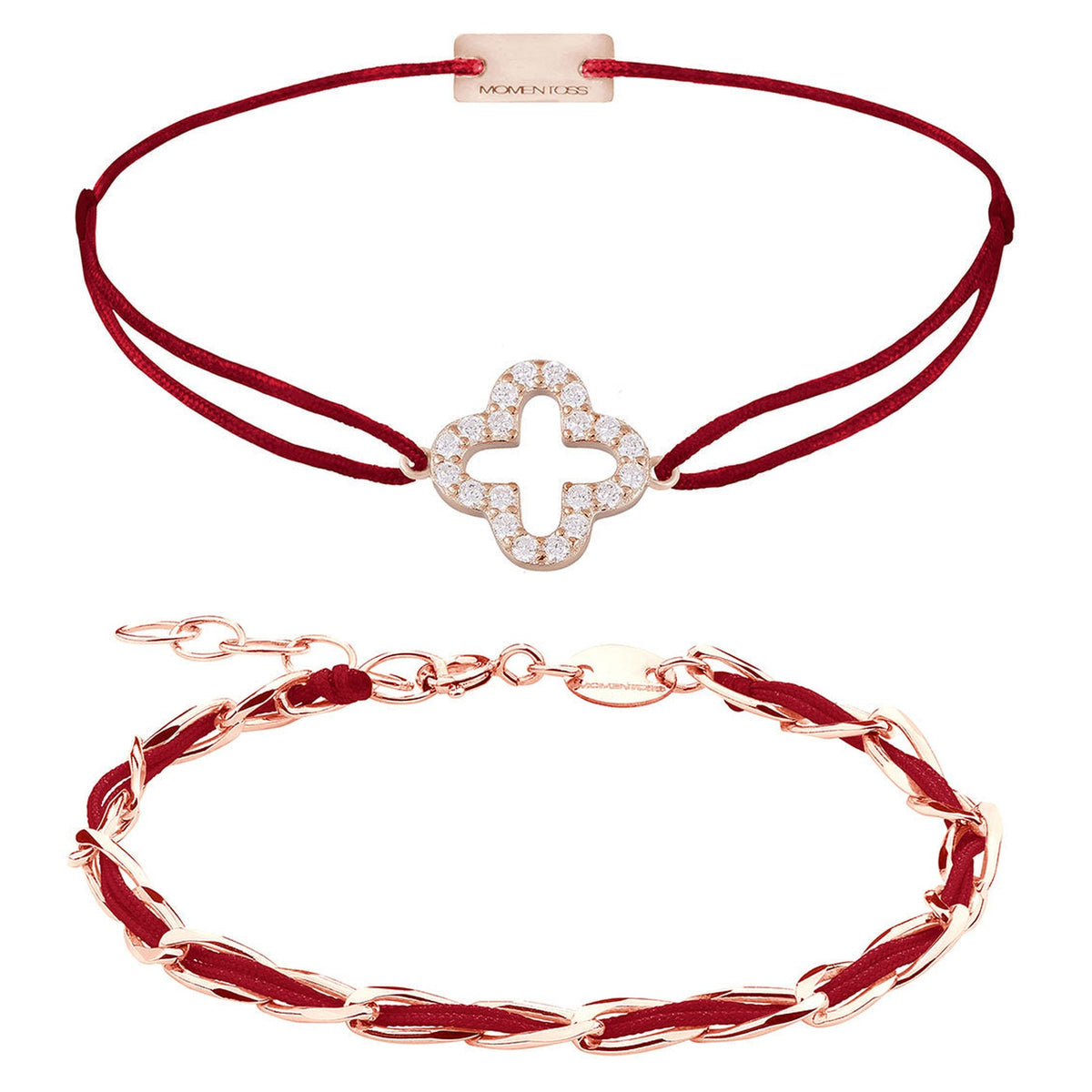 Armband Set dunkelrot – beide Armbänder Unico und Cloverleaf Zirkonia im Überblick