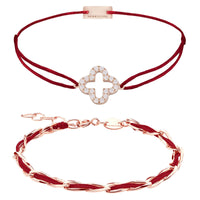 Armband Set dunkelrot – beide Armbänder Unico und Cloverleaf Zirkonia im Überblick