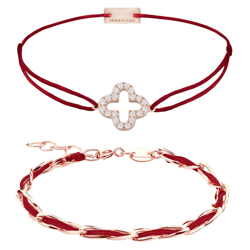 Armband Set dunkelrot – beide Armbänder Unico und Cloverleaf Zirkonia im Überblick