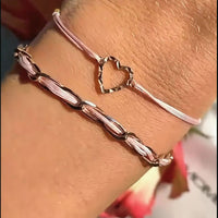 Armband Set Rosa Unico und Herz 925 Silber rosé am Handgelenk