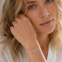 Kleeblatt Stoffarmband 925 Silber Roségold hellrosa Glück Momentoss Wien