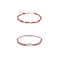 Sommer-Set Armband Unico dunkelrot und Armband Elefant dunkelrot, 925 Silber, Momentoss Wien
