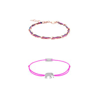 Sommer-Set Armband Unico pink/dunkelblau und Armband Elefant pink, 925 Silber, Momentoss Wien