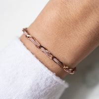 Armband Unico 925 Sterling Silber rosé vergoldet, Textil rosa-braun, am Handgelenk getragen
