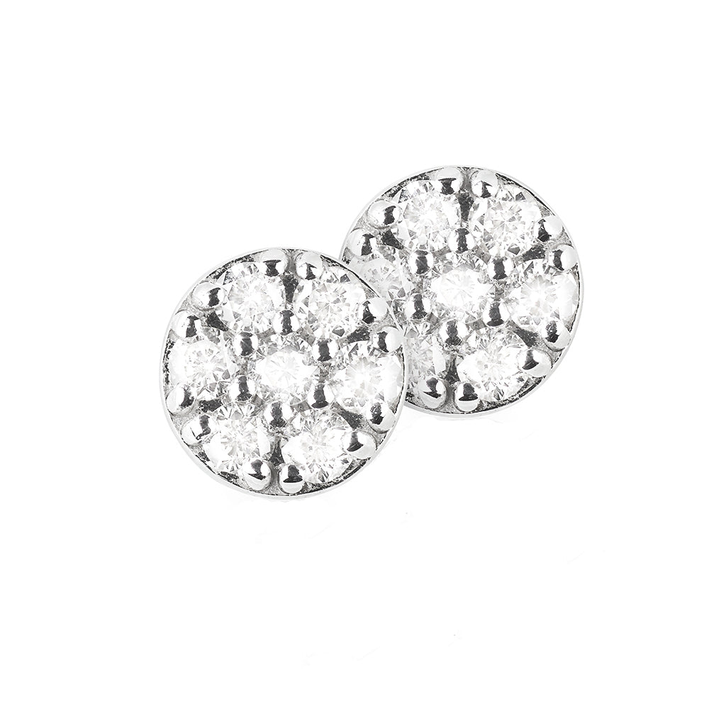 Diamond Earstuds 18k Gold Round pavé