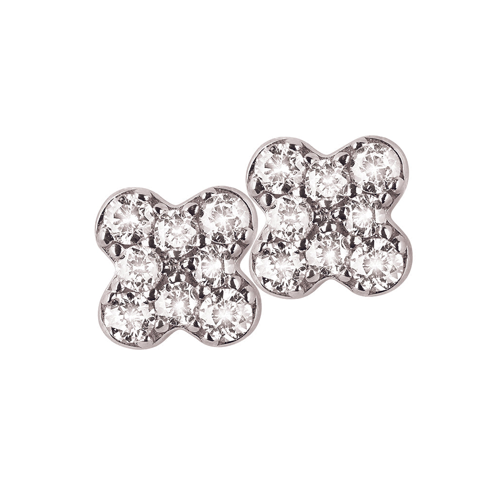 Diamond Earstuds 18k Gold Flower pavé