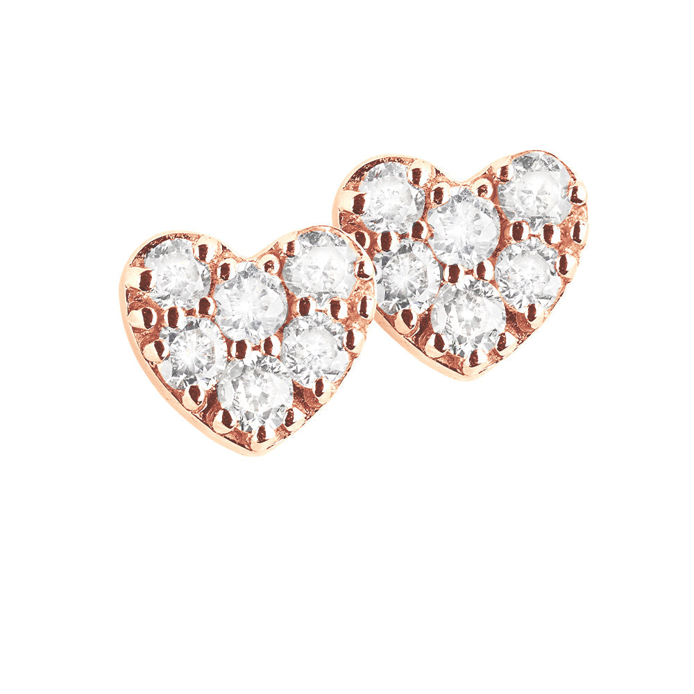 Diamond Earstuds 18k Gold Heart pavé