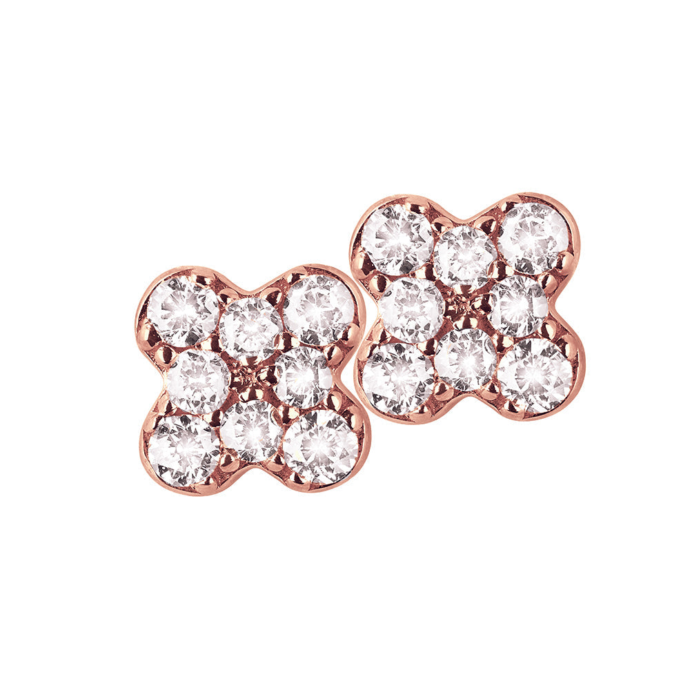 Diamond Earstuds 18k Gold Flower pavé