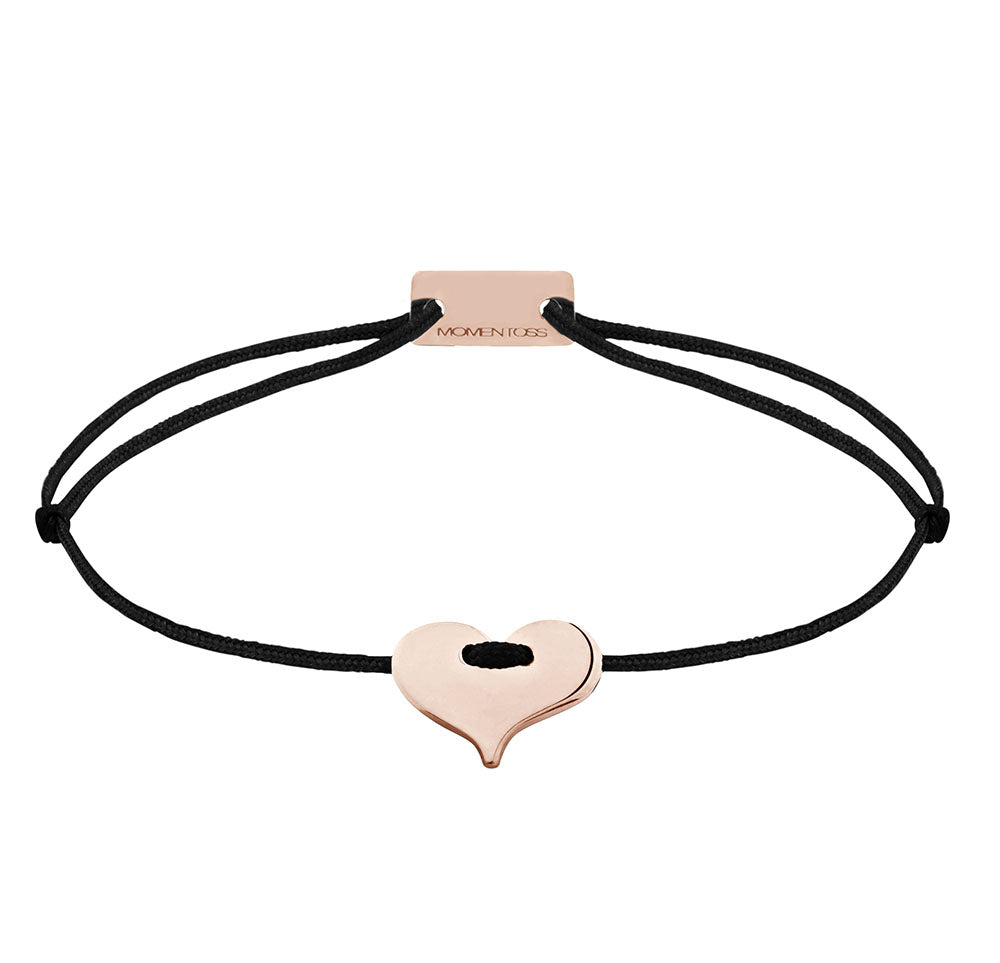 Herz Freundschaftsarmband 925 Silber Roségold schwarz Liebe Momentoss Wien
