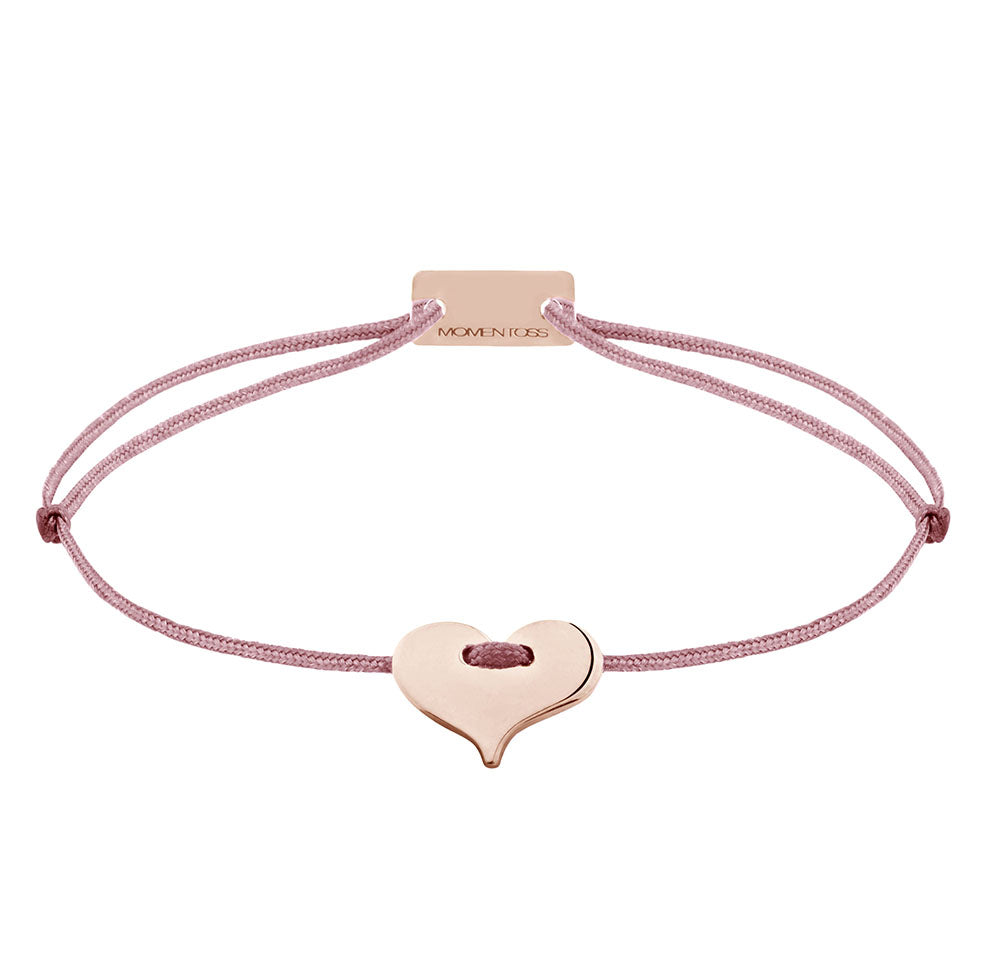 Herz Stoffarmband 925 Silber Roségold rosa-braun Liebe Momentoss Wien