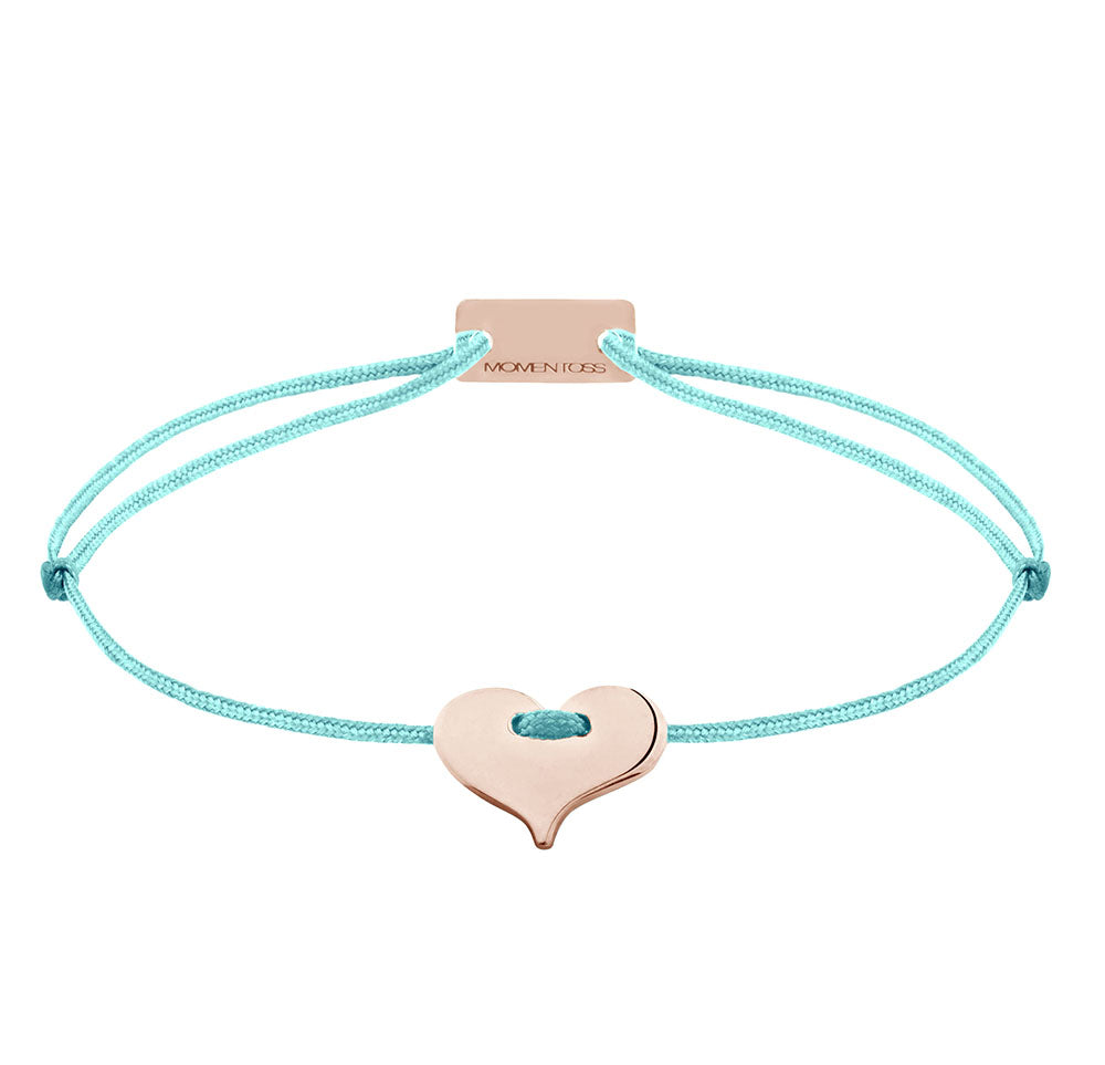Herz Stoffarmband 925 Silber Roségold blau Liebe Momentoss Wien