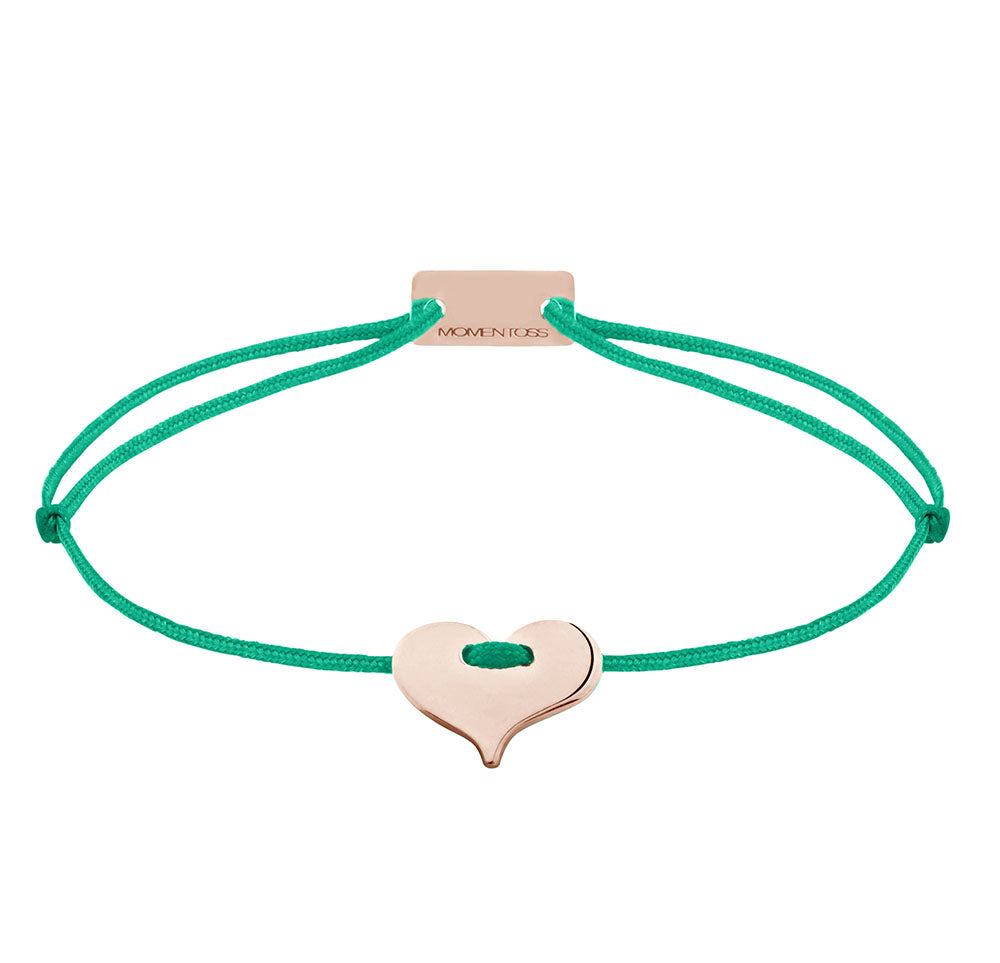 Herz Stoffarmband 925 Silber Roségold grün Liebe Momentoss Wien