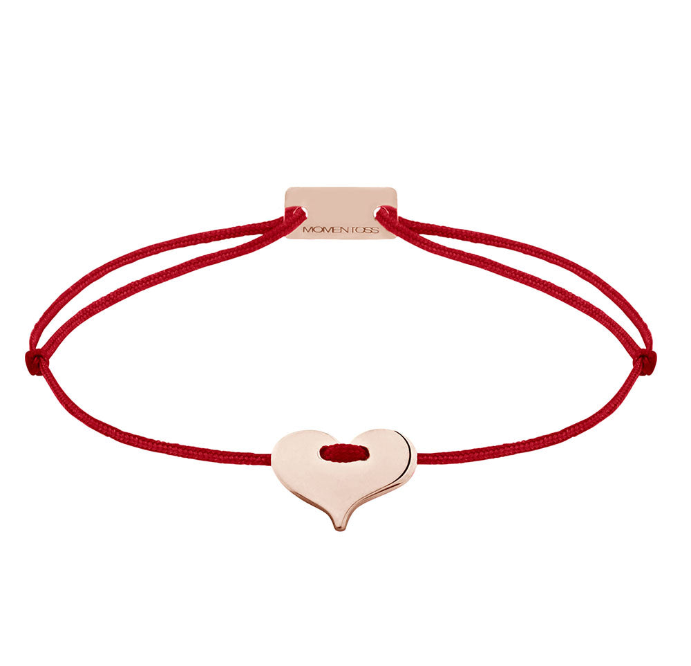 Herz Stoffarmband 925 Silber Roségold dunkelrot Liebe Momentoss Wien