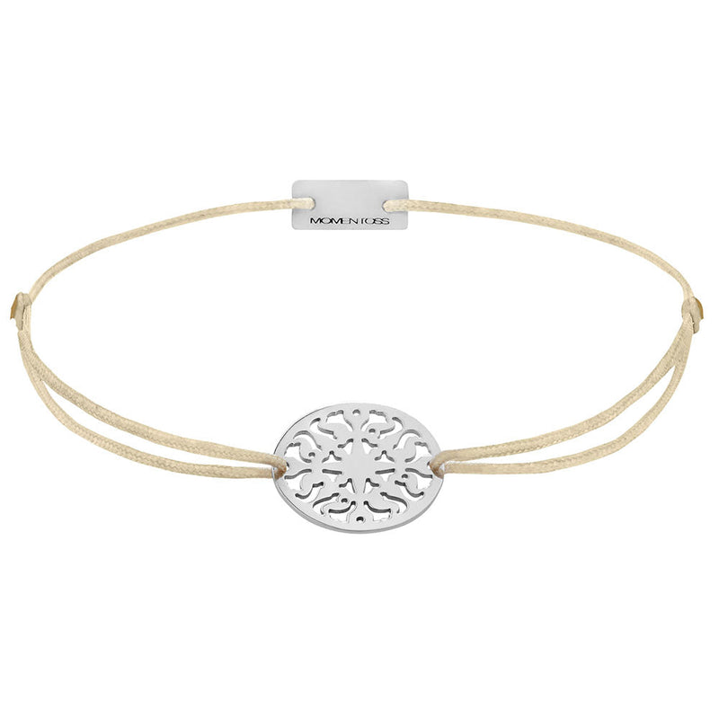 Sonne Stoffarmband 925 Silber beige Lebensfreude Momentoss Wien