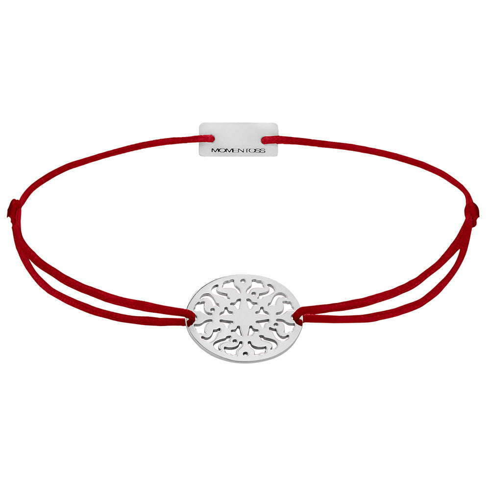 Sonne Stoffarmband 925 Silber dunkelrot Lebensfreude Momentoss Wien
