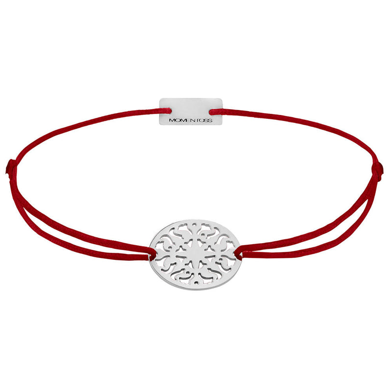 Sonne Stoffarmband 925 Silber dunkelrot Lebensfreude Momentoss Wien