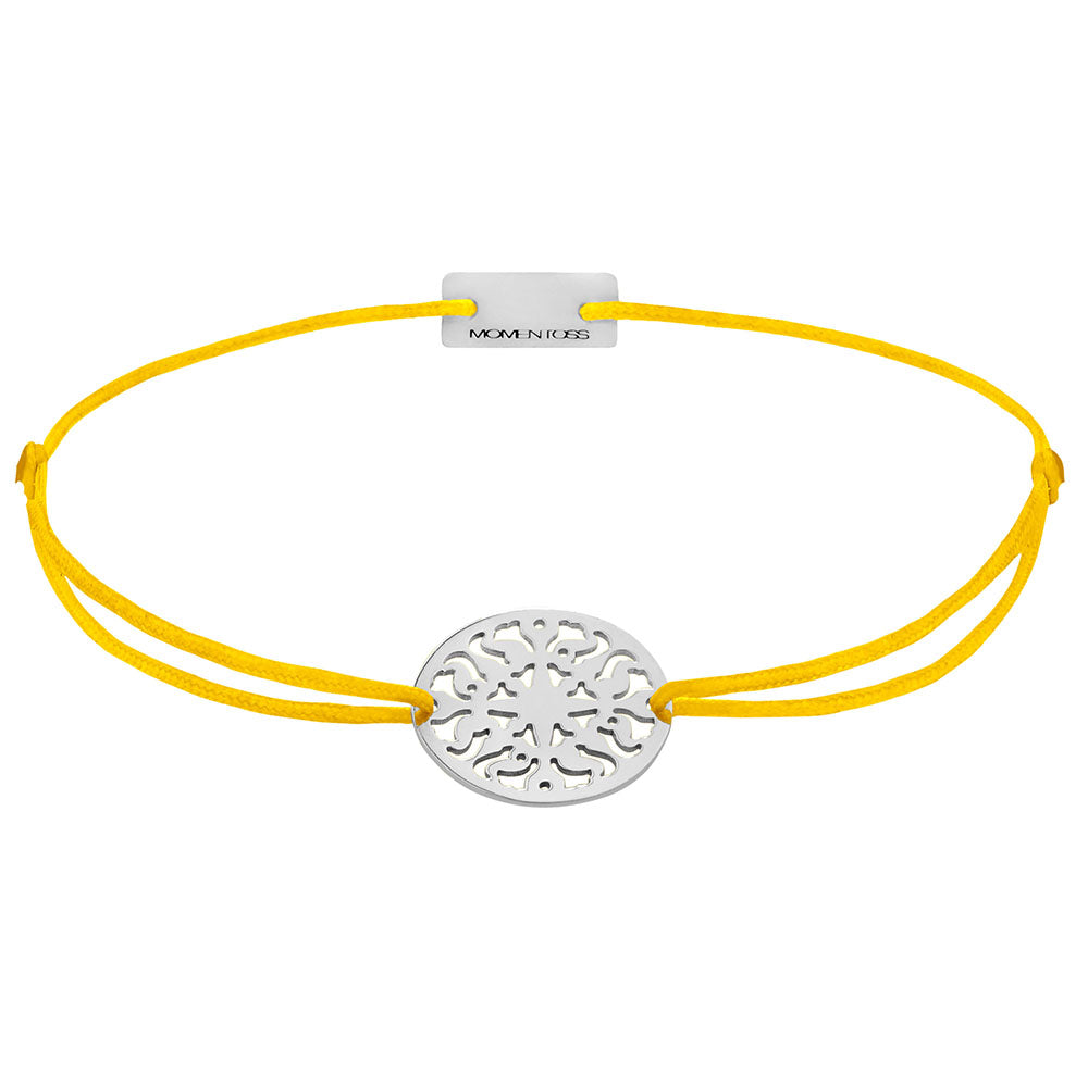 Sonne Stoffarmband 925 Silber gelb Lebensfreude Momentoss Wien